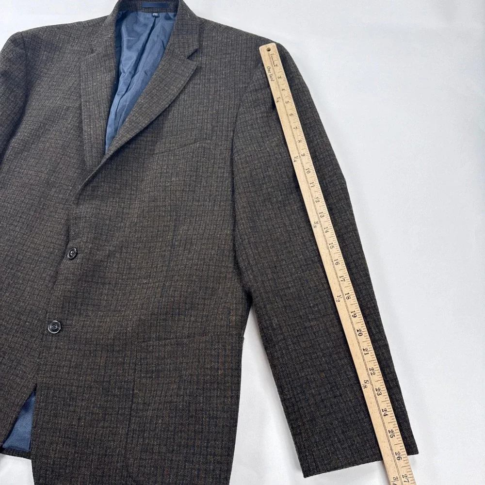Jos. A. Bank Mens Sport Coat 46 Long Brown Plaid 1905 Wool Two Button Blazer
